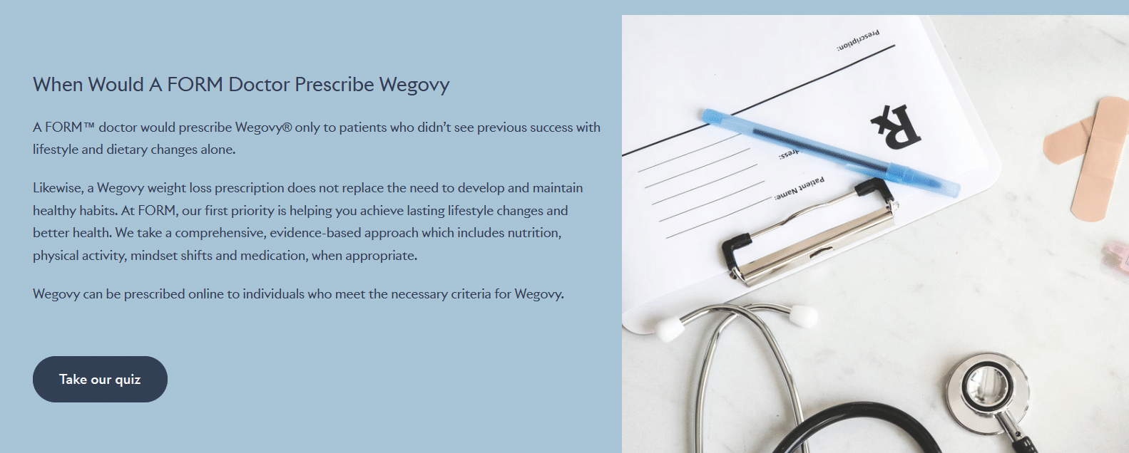 Form Health Wegovy Landing Page Quiz CTA